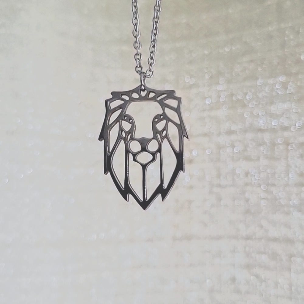 Silver lion necklace